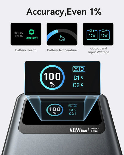 MOKiN 3-in-1 Portable Power Bank 40W 10000mAh with Built-In Cable and Plug for Easy Charging Anywhere
