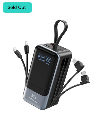 MOKiN 65W Portable Power Bank - 18400mAh, Laptop-Ready, Safe Charging