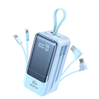 MOKiN Fast Charging Power Bank with USB-C & iOS Cables | 18400mAh 65W