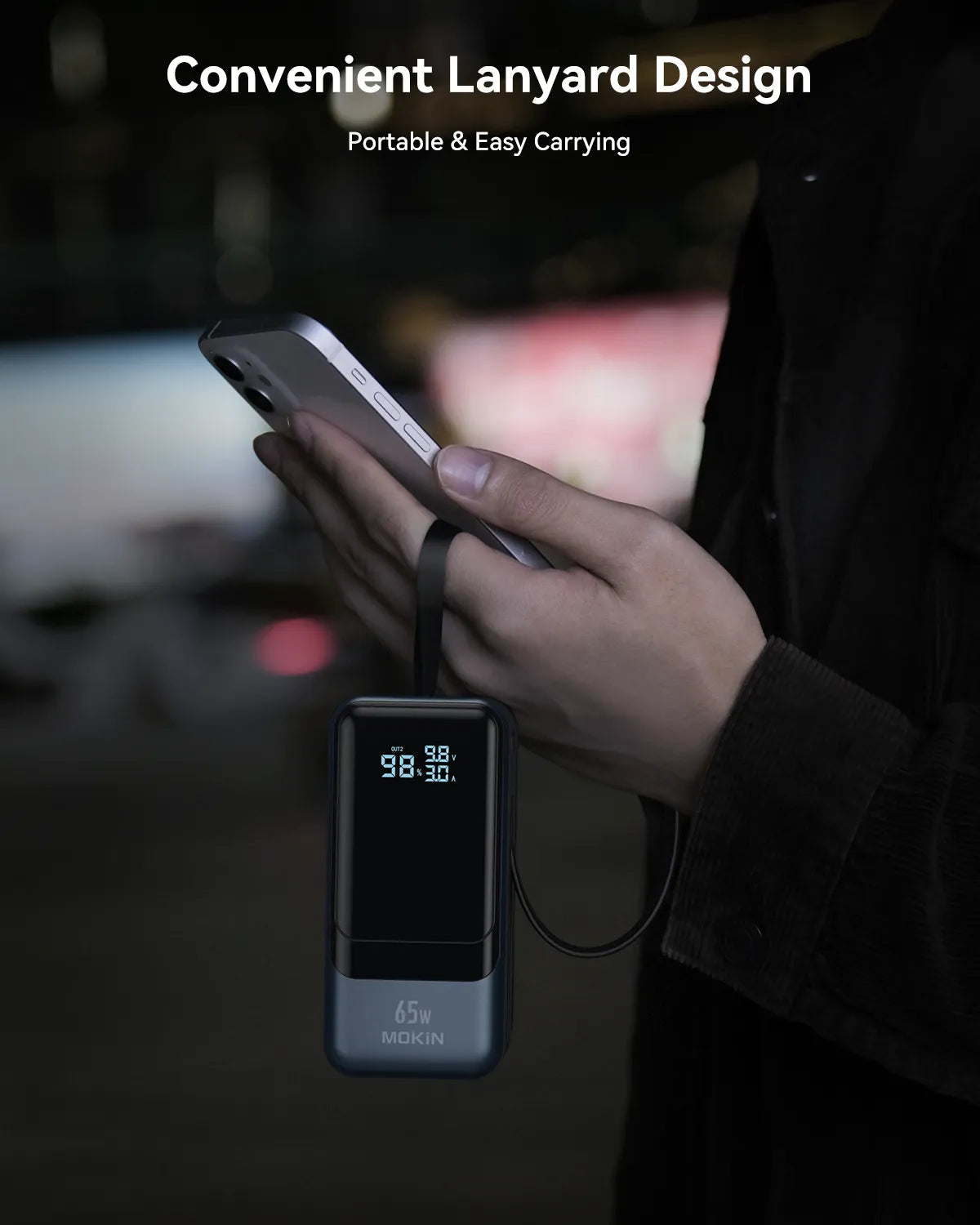 MOKiN 65W Portable Power Bank for Laptop - 18400mAh,  Smart Display