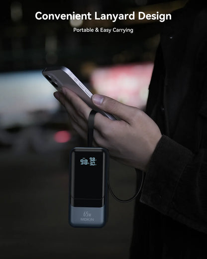MOKiN 65W Portable Power Bank for Laptop - 18400mAh,  Smart Display