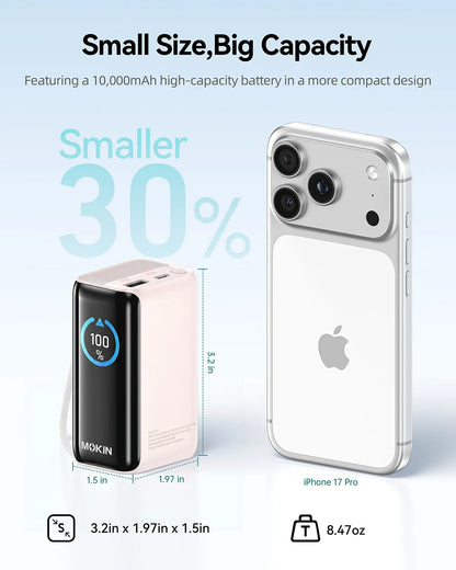 MOKiN 45W 10000mAh Portable Charger with Retractable Cable for Power On the Go