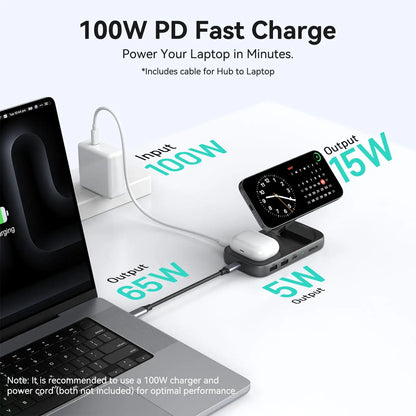 MOKiN 7-IN-1 USB-C Hub with 15W Qi2 Wireless Charger
