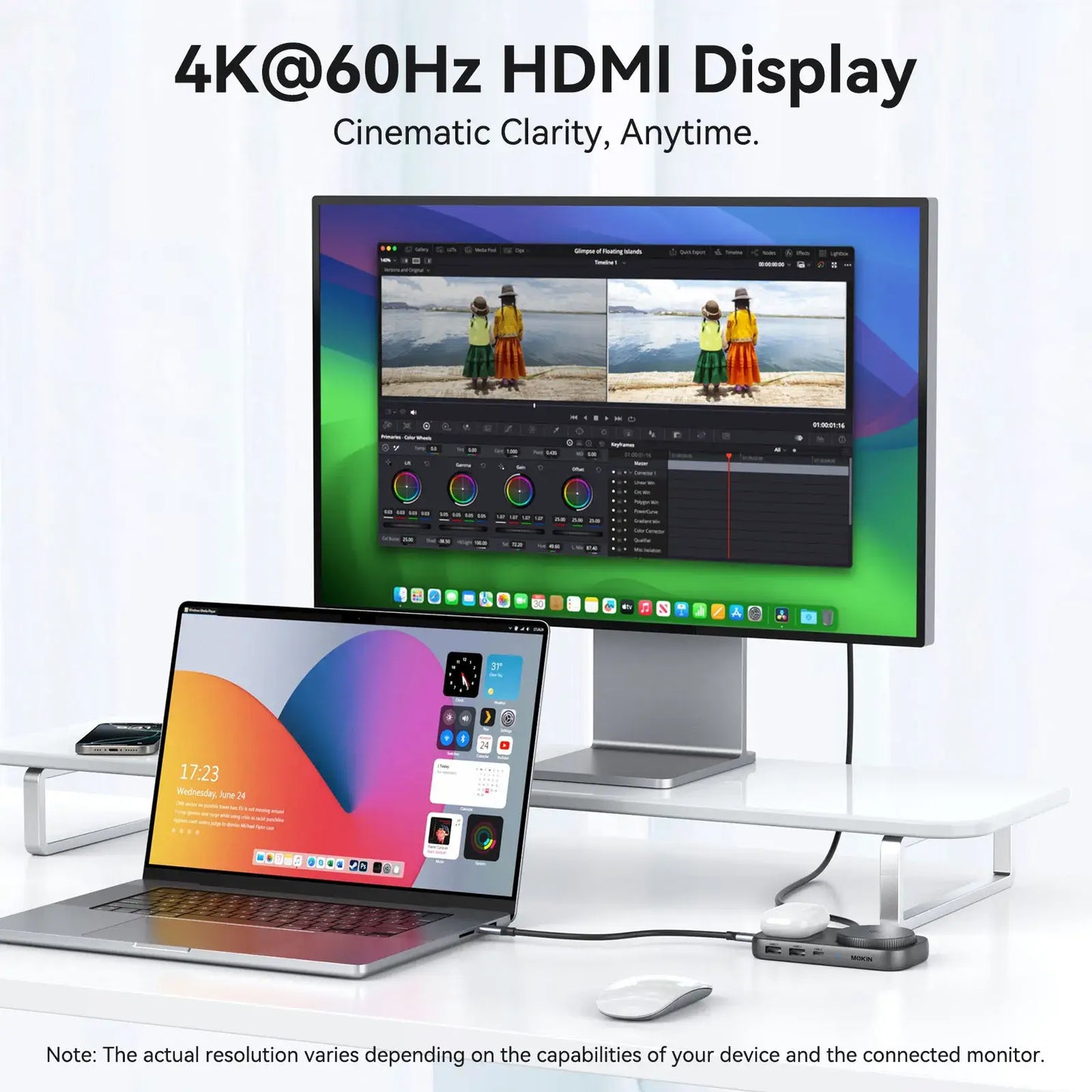 MOKiN 7-IN-1 USB-C Hub with 15W Qi2 Wireless Charger