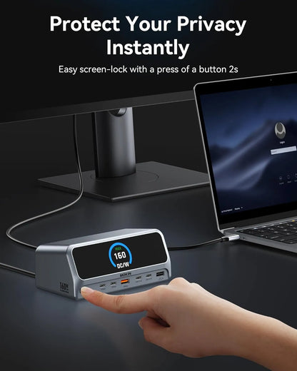 MOKiN 13-in-1 USB-C Laptop Docking Station with LCD Display  – Free 65W Retractable Cable Charger Included