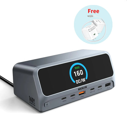 MOKiN 13-in-1 USB-C Laptop Docking Station with LCD Display  – Free 65W Retractable Cable Charger Included