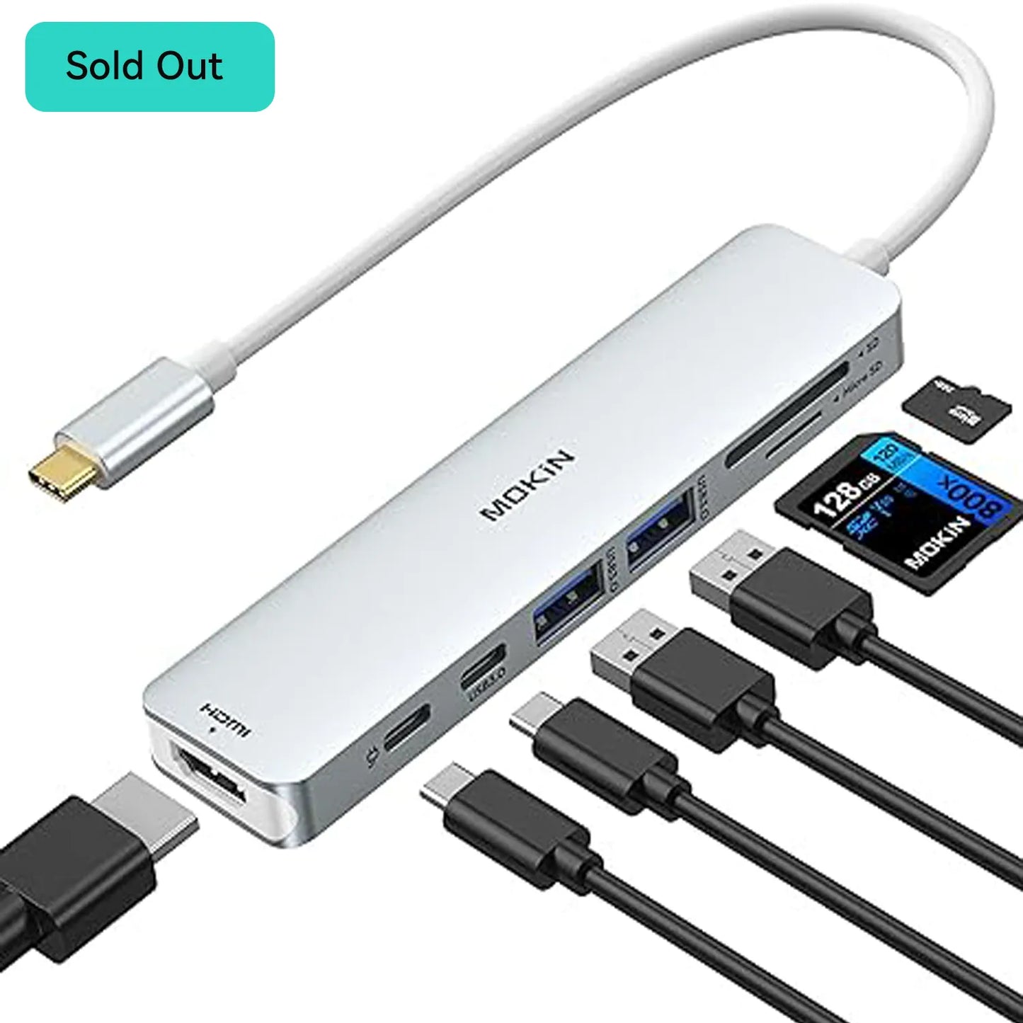 MOKiN 7 in 1 USB-C Dongle with HDMI/PD/USB/SD/TF Ports