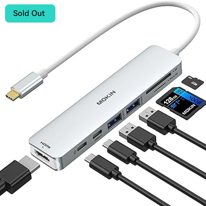 MOKiN 7 in 1 USB-C Dongle with HDMI/PD/USB/SD/TF Ports