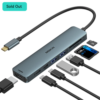 MOKiN 7 in 1 USB-C Dongle with HDMI/PD/USB/SD/TF Ports