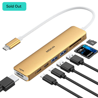 MOKiN 7 in 1 USB-C Dongle with HDMI/PD/USB/SD/TF Ports