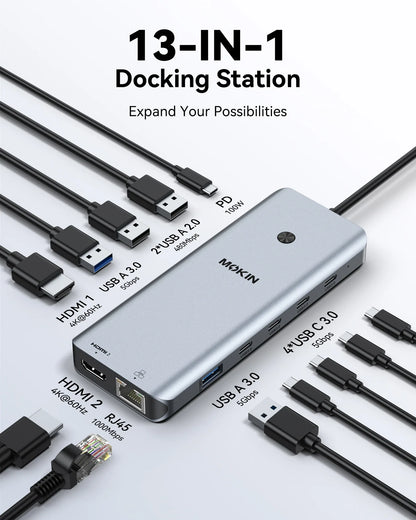 MOKiN 13-in-1 Docking Station for Dual Monitors and Seamless Productivity