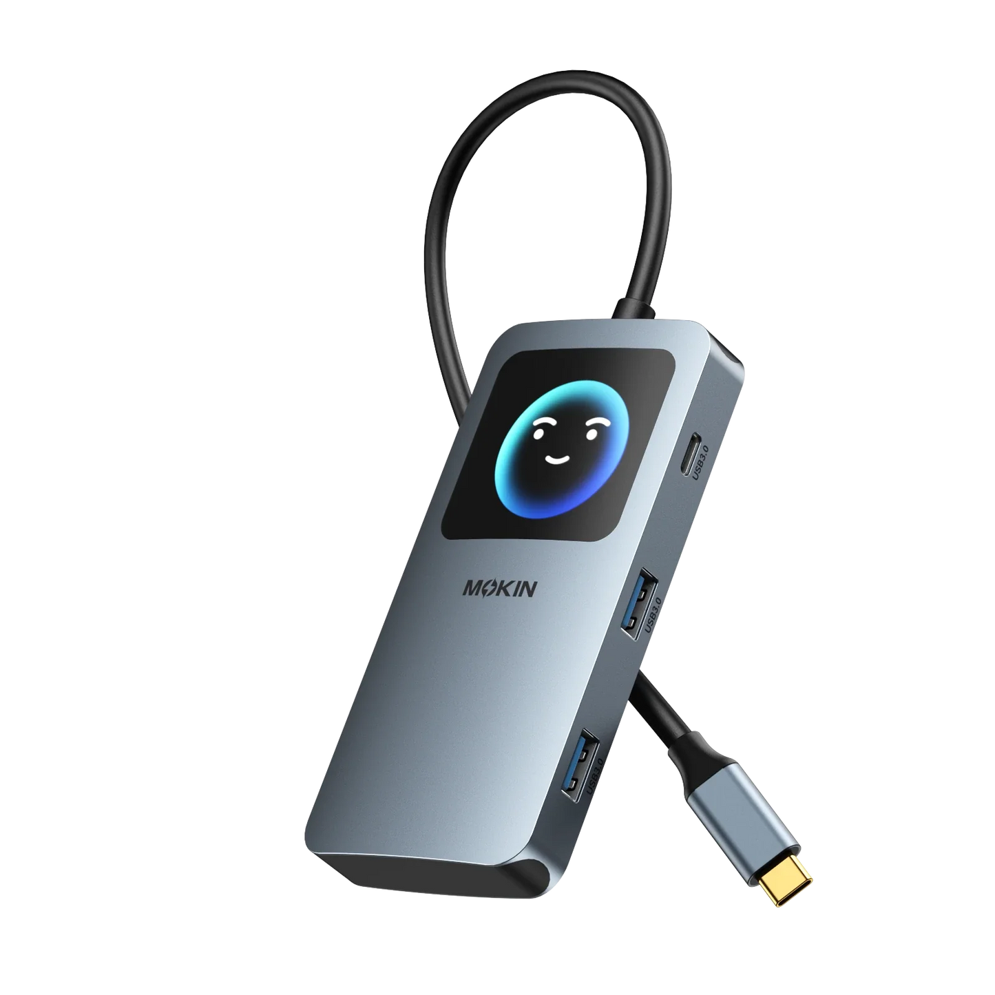 MOKiN 7-in-1 USB-C Hub with Smart LCD Display for Effortless Laptop Connectivity