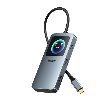 MOKiN 7-in-1 USB-C Hub with Smart LCD Display for Effortless Laptop Connectivity