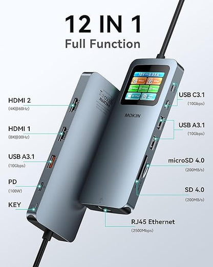 MOKiN 12-in-1 LCD Docking Station for a Smarter Dual-Monitor Workspace