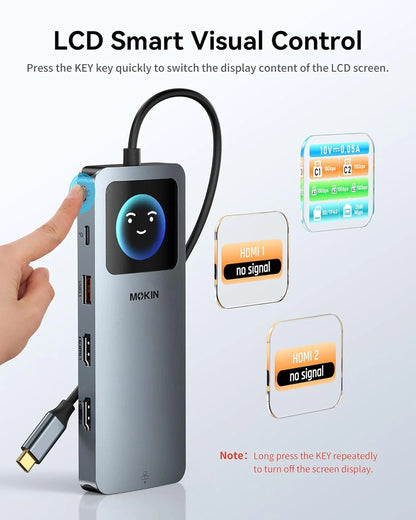MOKiN 12-in-1 LCD Docking Station for a Smarter Dual-Monitor Workspace