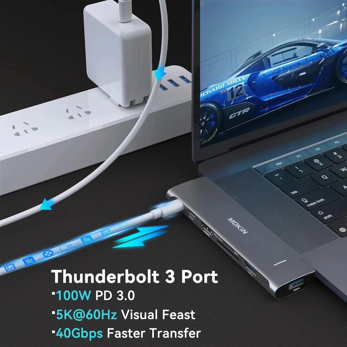 MOKiN 7‑in‑2 USB‑C Adapter for MacBook Pro