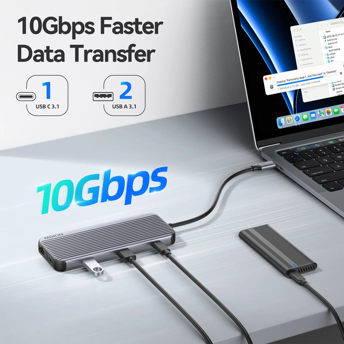 MOKiN 9-in-1 USB-C Hub with Triple Display for Laptop