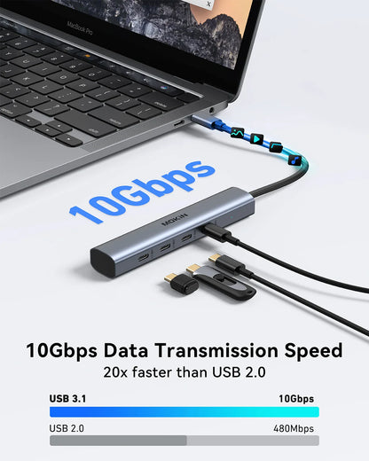 MOKiN USB-C Hub With 10Gbps 4 Ports For Laptop