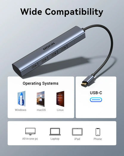 MOKiN USB-C Hub With 10Gbps 4 Ports For Laptop