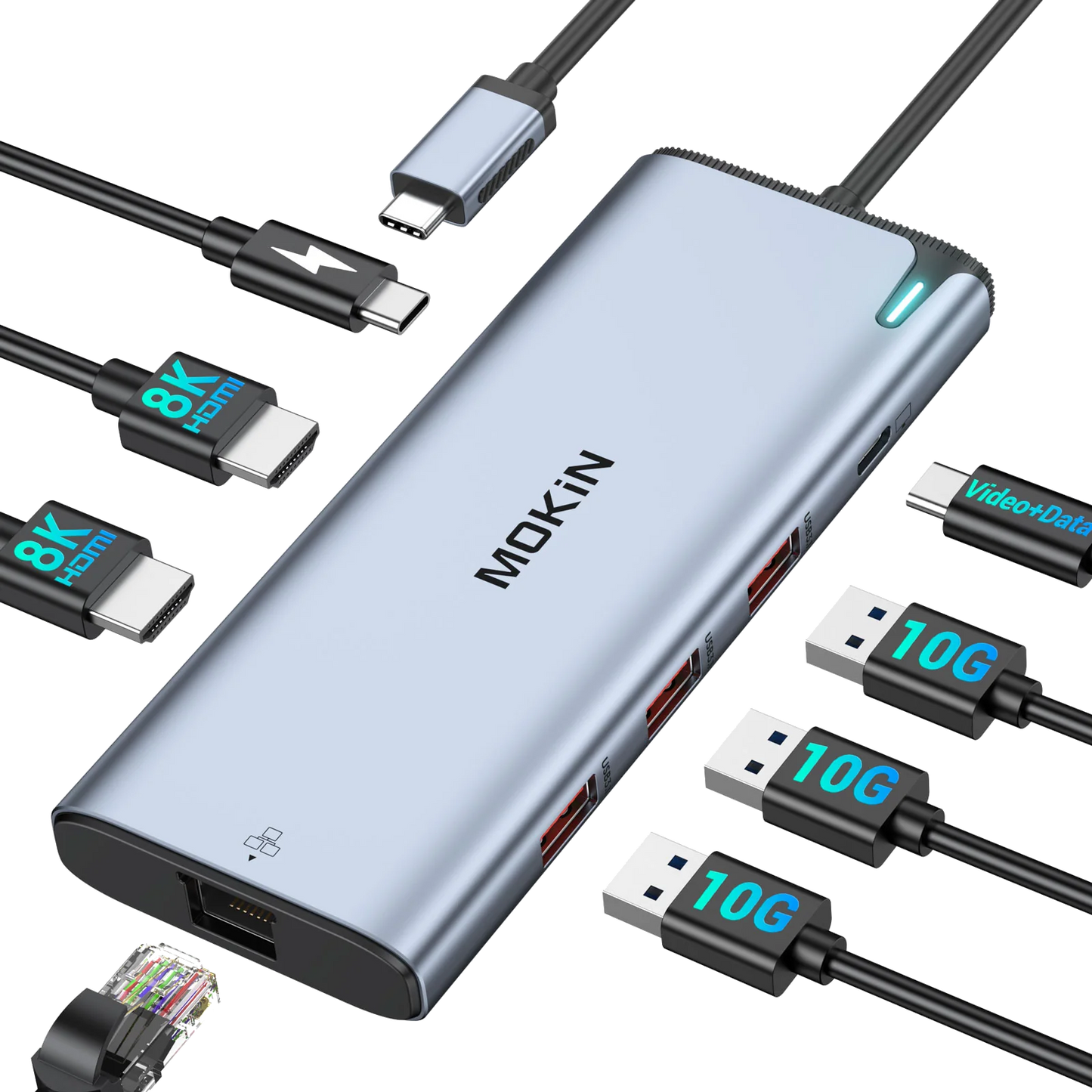 MOKiN 8-IN-1 USB C to USB C Hub Multiport Adapter