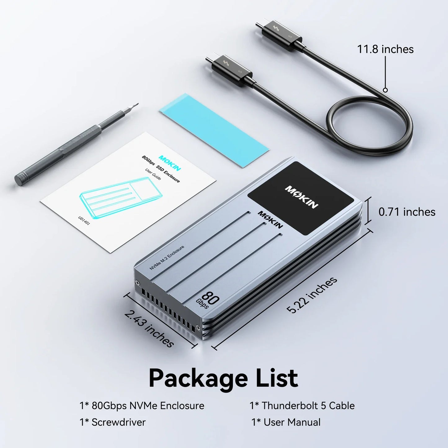 MOKiN Thunderbolt 5 SSD Enclosure 80Gbps Speed