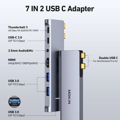 MOKiN 7 IN 2 USB-C Adapter for MacBook Pro/Air