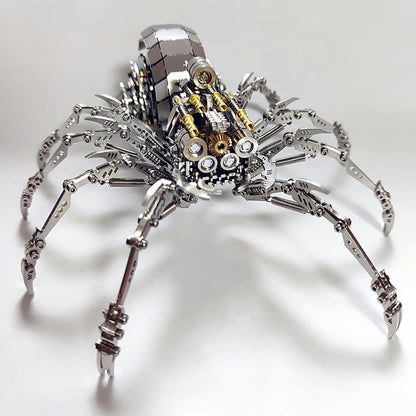 3D metal mechanical spider with colored lights rotatable puzzle model kit
