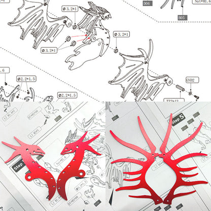 3D Metal Pterosaur Puzzle Model Kit Mythical Creature Dragon Series