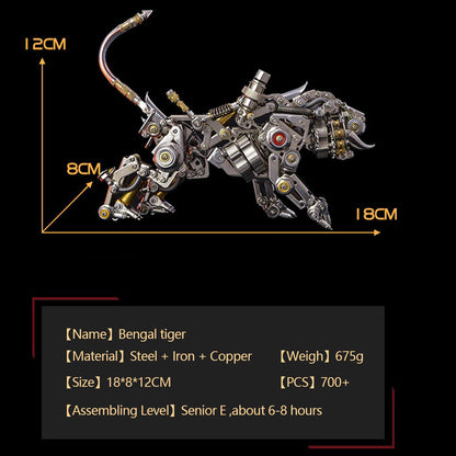 Kits de modelos de ensamblaje de metal 3D de tigre de Bengala, más de 700 piezas, crea una serie de animales