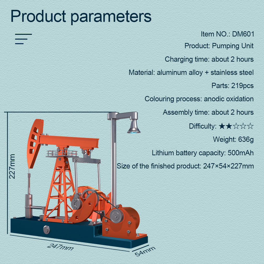 Construye un Pumpjack que funciona Kit de construcción de modelo de unidad de bombeo 3D de 219 piezas