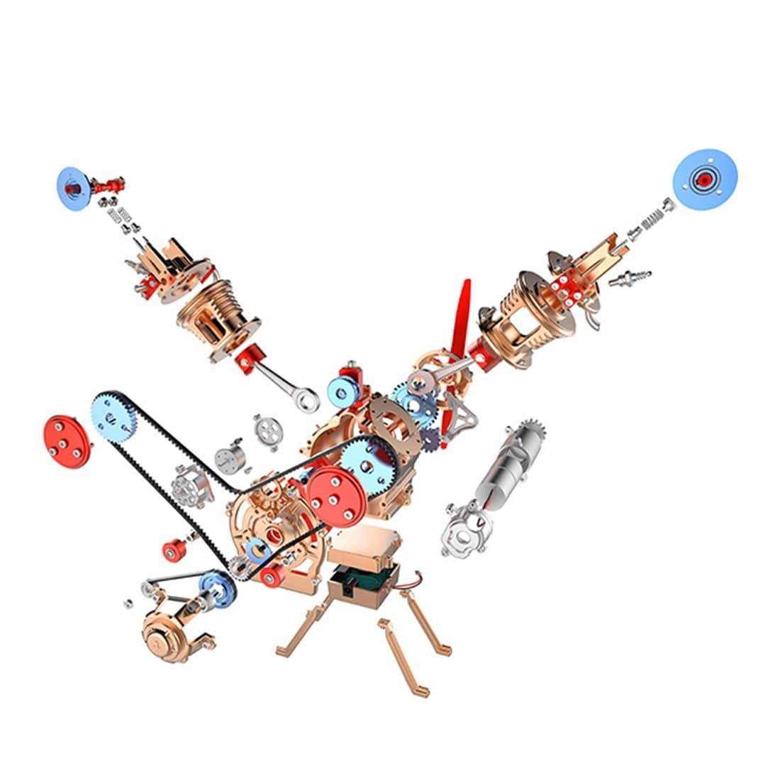 Modelo de motor de coche totalmente metálico, mini ensamblaje manual V2, juguete de doble cilindro, colección, decoración