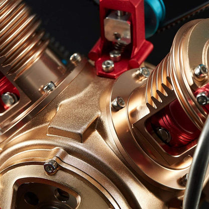 Modelo de motor de coche totalmente metálico, mini ensamblaje manual V2, juguete de doble cilindro, colección, decoración