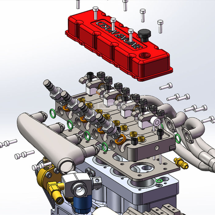 Maqueta de motor de gasolina CISON L4-175 de 4 cilindros y 4 tiempos, 8000 rpm