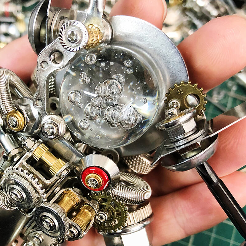 Modelo de rompecabezas de metal de astronauta de conejo espacial mecánico ciberpunk 