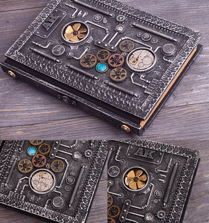 Libreta estilo steampunk en relieve con caja de regalo 