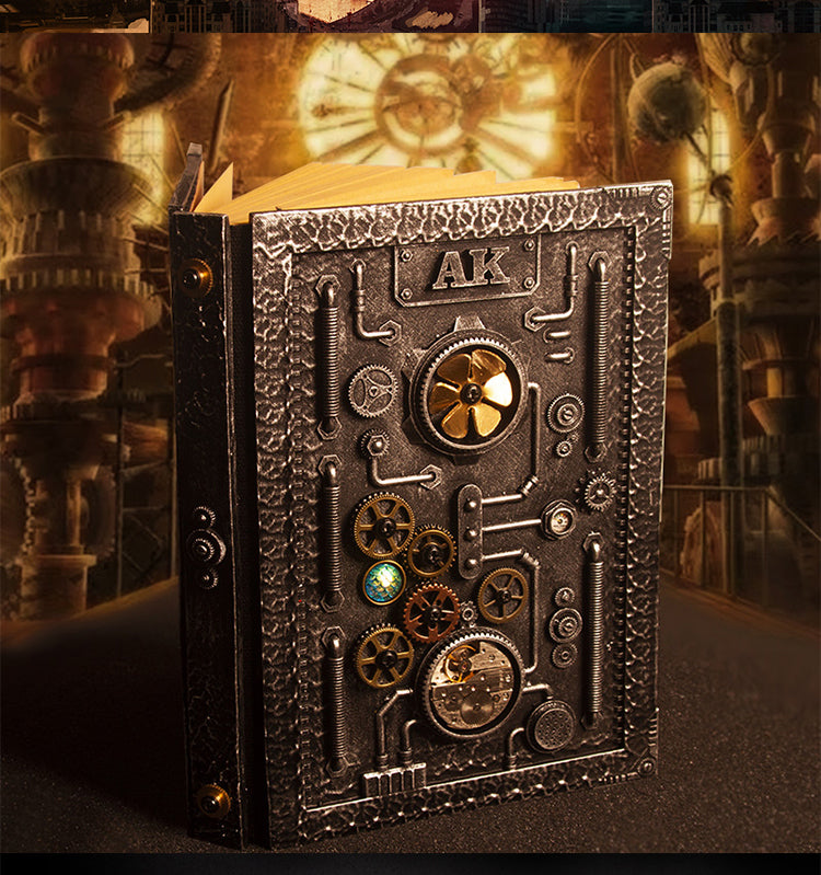 Libreta estilo steampunk en relieve con caja de regalo 