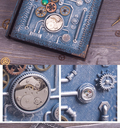 Libreta estilo steampunk en relieve con caja de regalo 