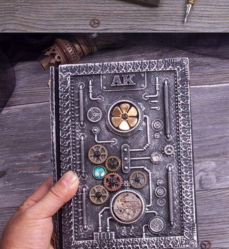 Libreta estilo steampunk en relieve con caja de regalo 