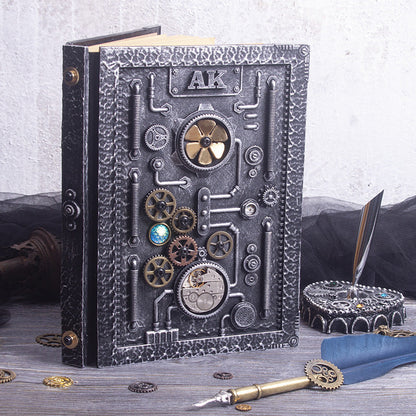 Libreta estilo steampunk en relieve con caja de regalo 