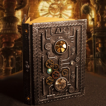 Libreta estilo steampunk en relieve con caja de regalo 