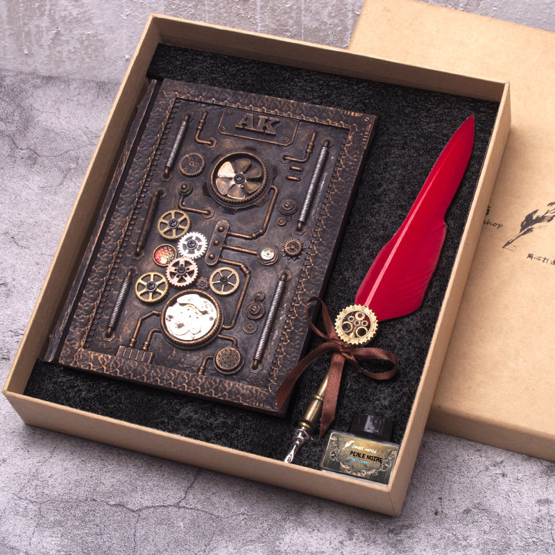 Libreta estilo steampunk en relieve con caja de regalo 