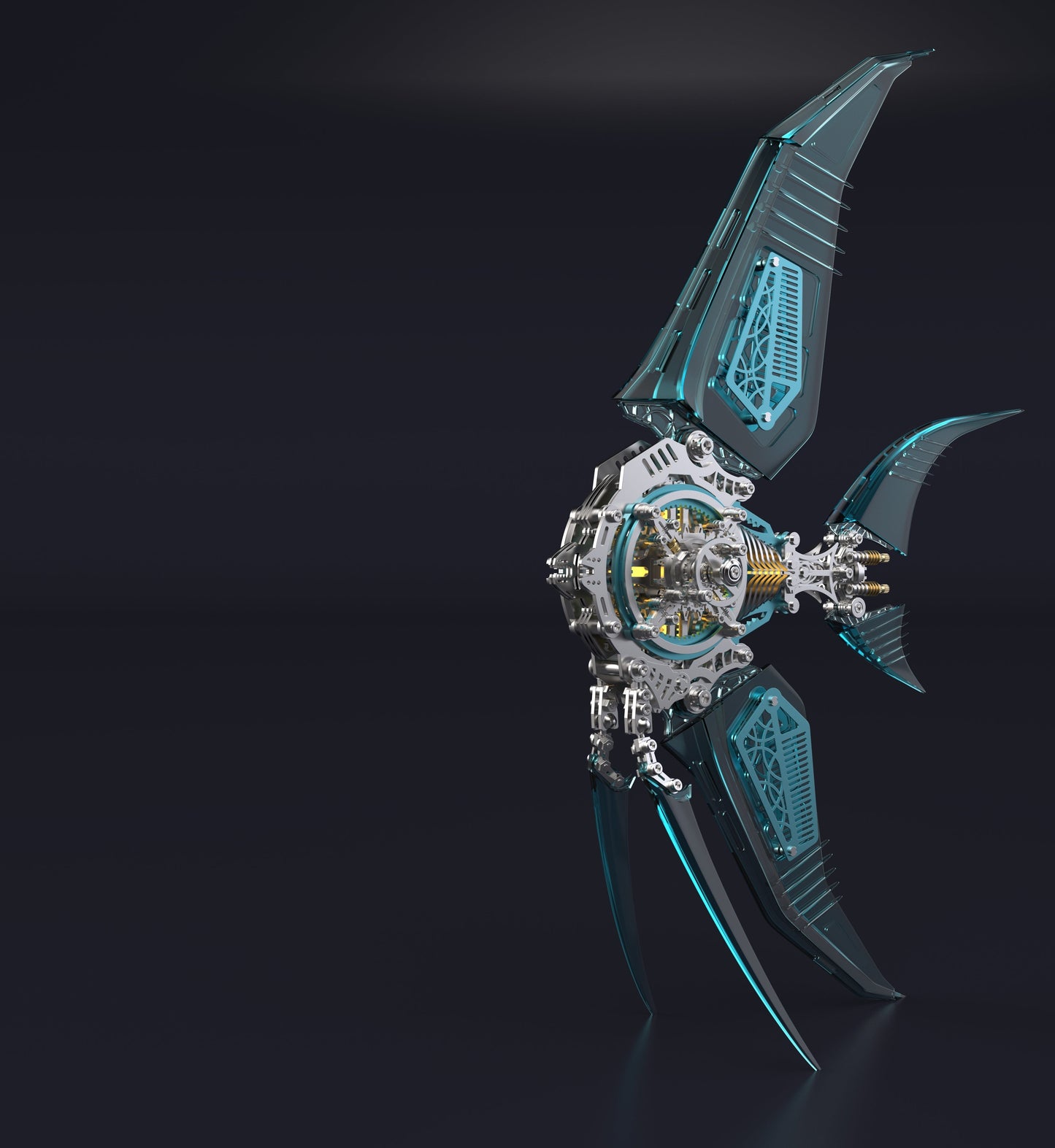 Rompecabezas de metal 3D de pez ángel mecánico, modelo de vida marina 