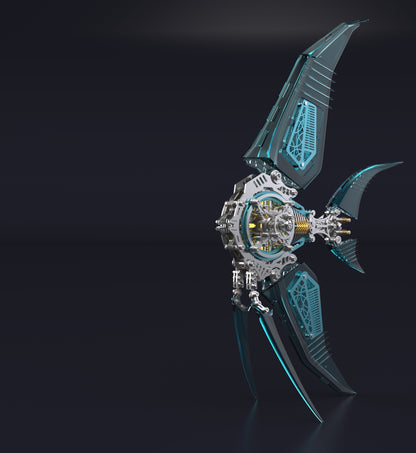 Rompecabezas de metal 3D de pez ángel mecánico, modelo de vida marina 