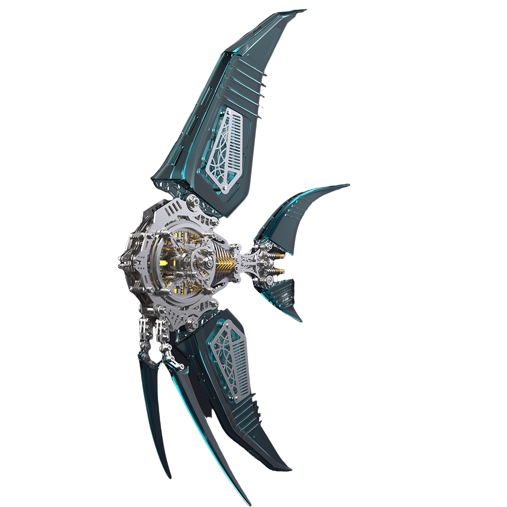 Rompecabezas de metal 3D de pez ángel mecánico, modelo de vida marina 