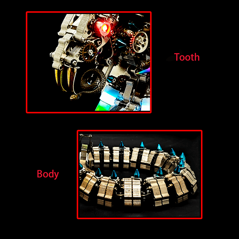 Kit de rompecabezas de metal 3D de 1200 piezas de King Cobra mecánico para adultos 
