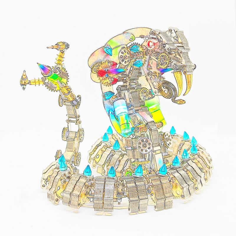 Kit de rompecabezas de metal 3D de 1200 piezas de King Cobra mecánico para adultos 