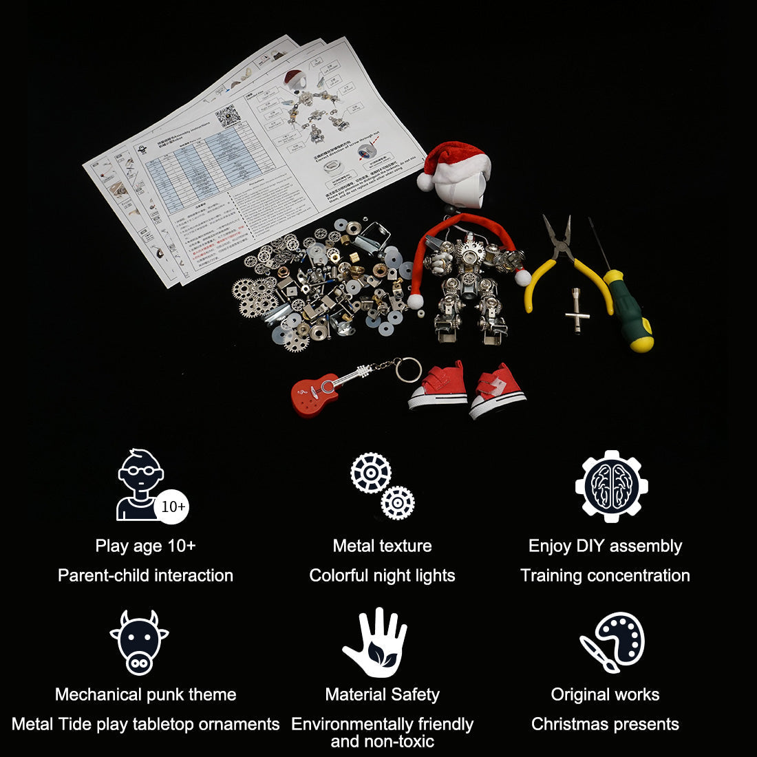 Kit de rompecabezas de metal mecánico de Papá Noel para Navidad