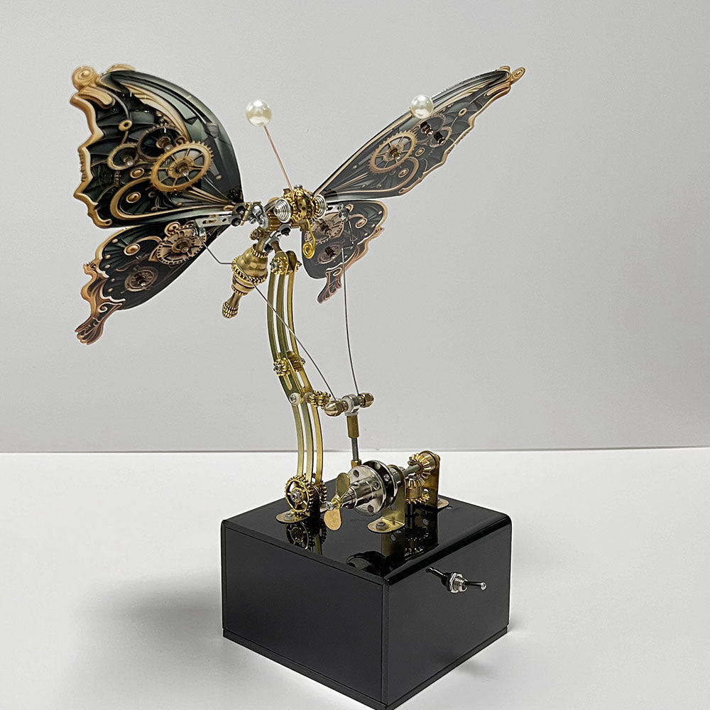Modelo de rompecabezas de metal de mariposa steampunk mecánico con caja de música