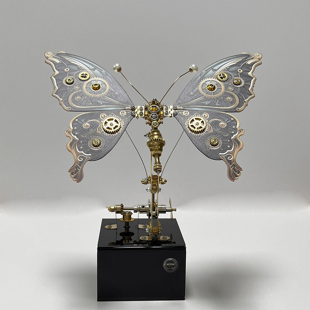 Modelo de rompecabezas de metal de mariposa steampunk mecánico con caja de música