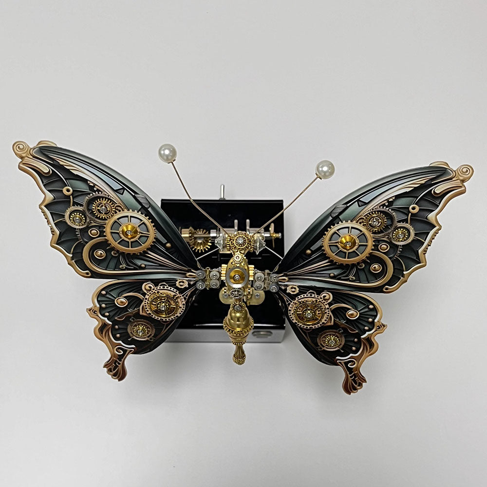Modelo de rompecabezas de metal de mariposa steampunk mecánico con caja de música
